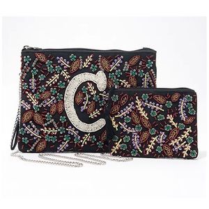 NWT America & Beyond Beaded Initial Pouch Set with Crossbody Chain